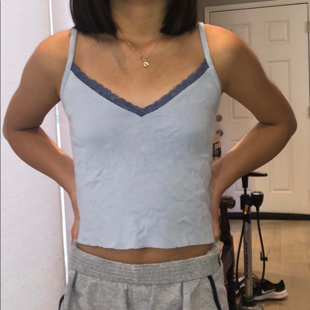 brandy melville - lace light blue tank top